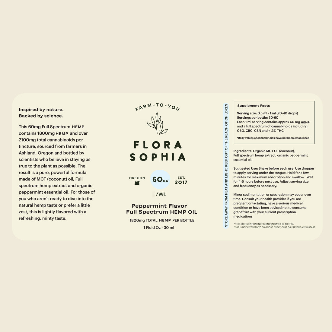 60mg Peppermint Flavor Full Spectrum Tincture